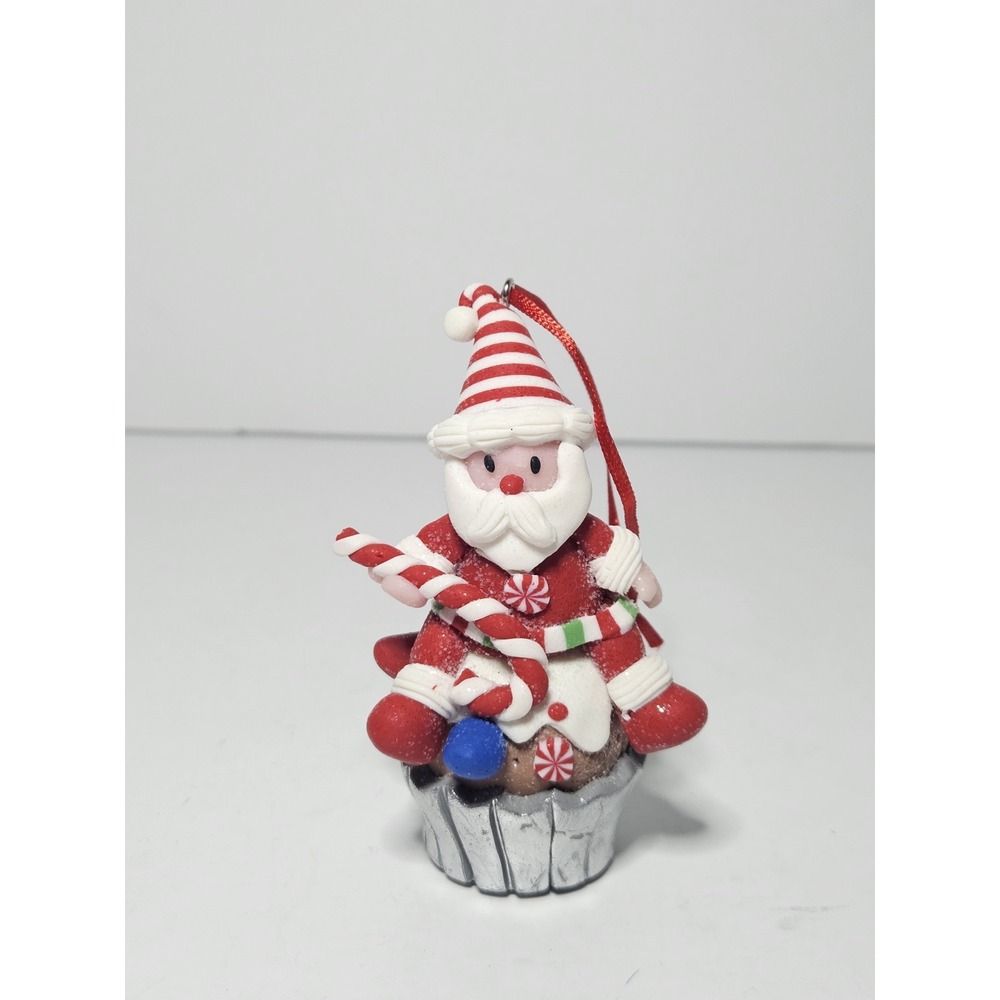 Bath Body Works Santa Cupcake Magnetic Candle Topper Christmas Ornament 4"